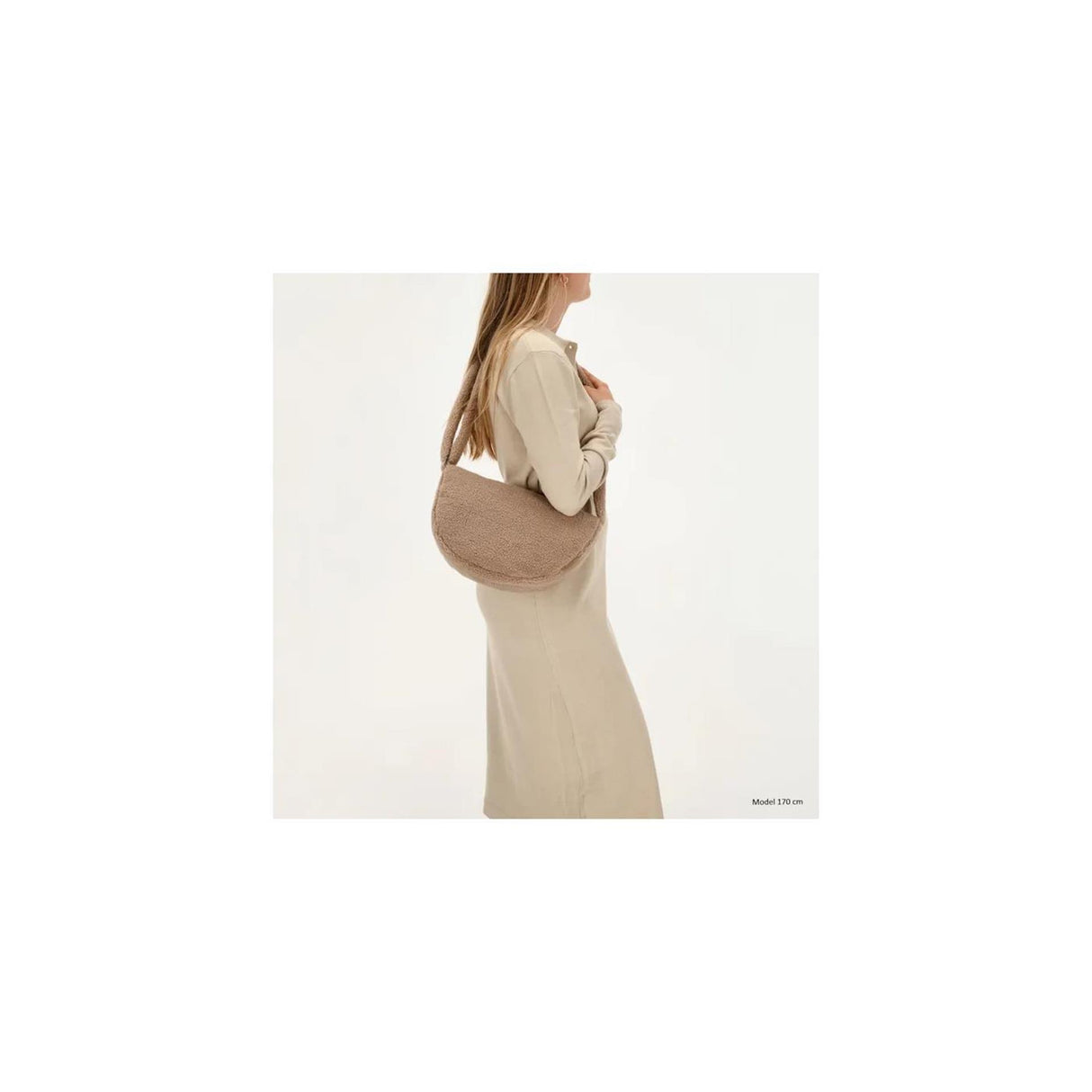 Beagles fluffy teddy moon bag shoulder bag 34x21x8cm lugo taupe