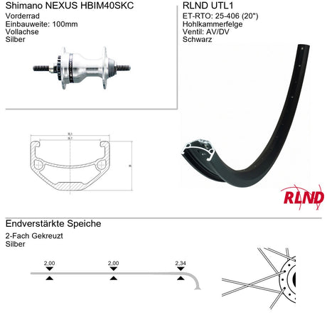 Roda dianteira Roland 20 utl1 disco shimano im40 alumínio preto