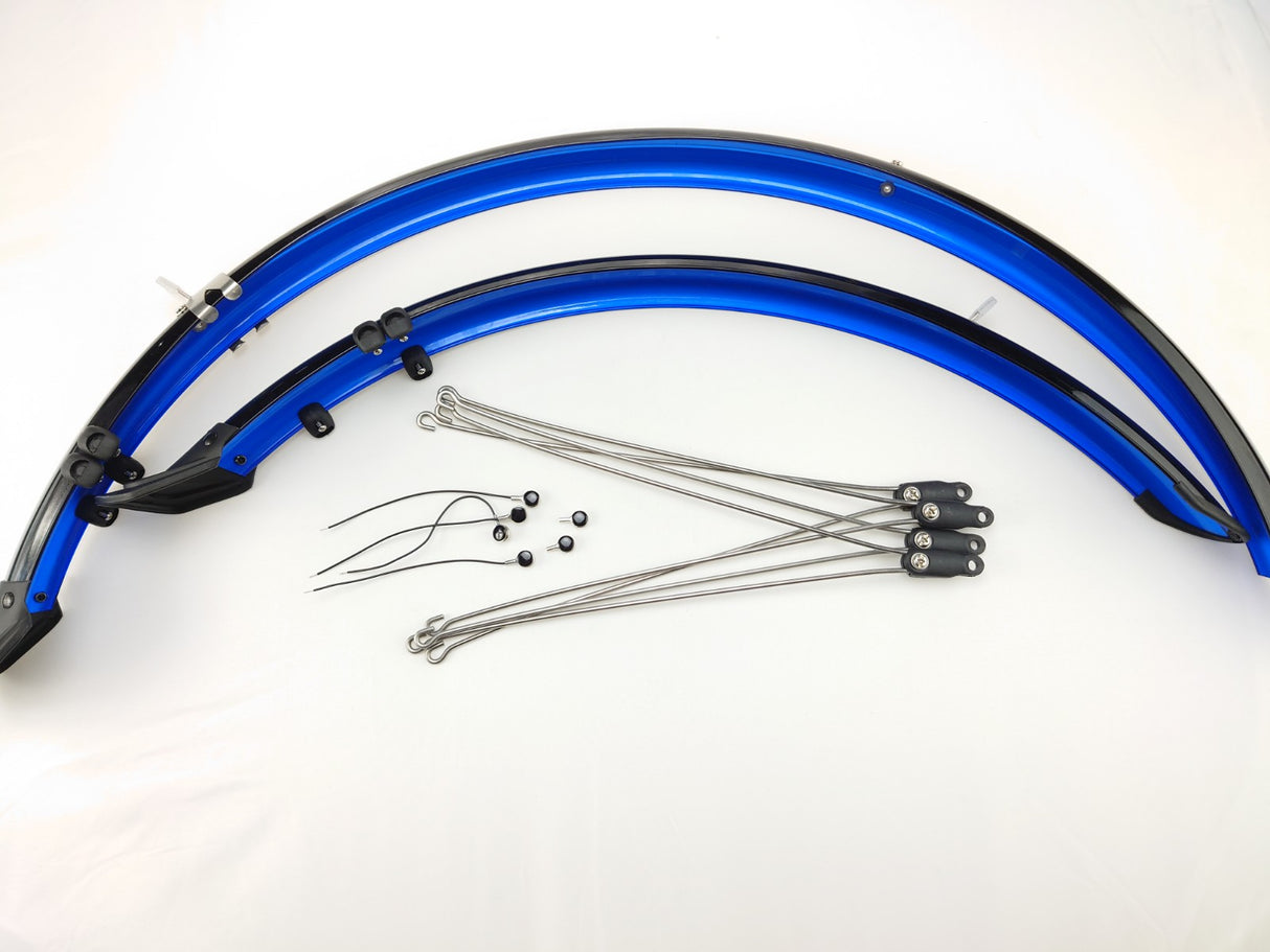 Mudguard set black blue + bar