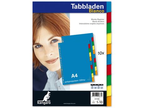 Colored tabs kangaro a410m pp a4 120 micron 10 parts 23 hole window