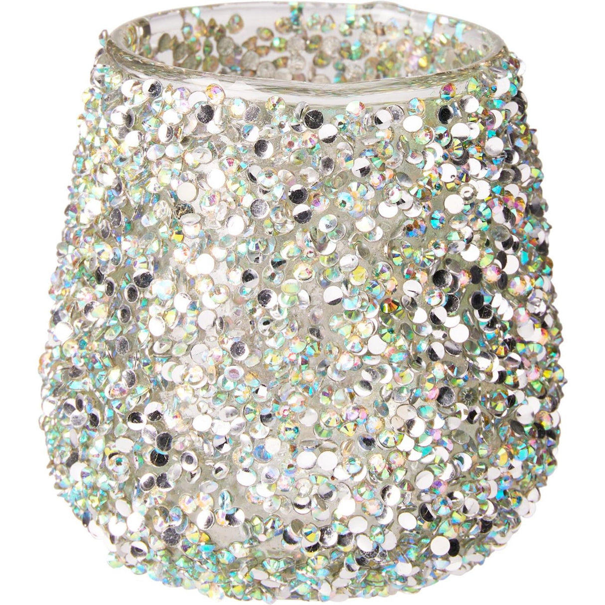 Home styling tealight holder with beads multi h8cm
