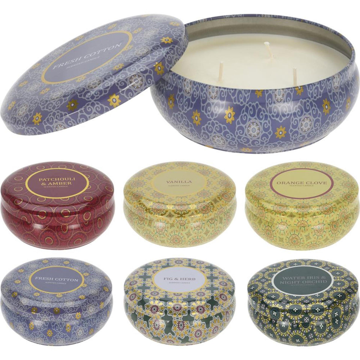 Home styling scented candle in a tin 13.5x10.9cm