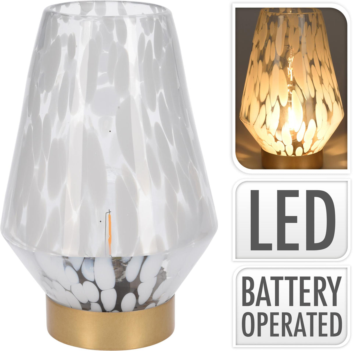 Home styling table lamp glass 24cm white leopard print