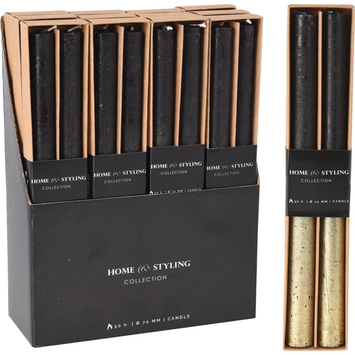 Home styling dinner candle set a 2.2x25cm black gold