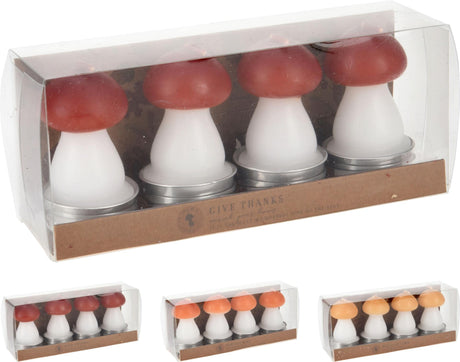 Home Styling Champignon Käerzenset 4-Stéck 3x7cm