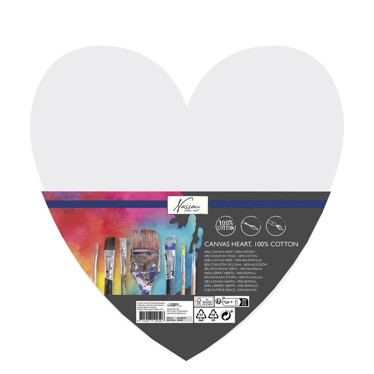 Grafix nassau canvas hjerte 100% bomull 29cm