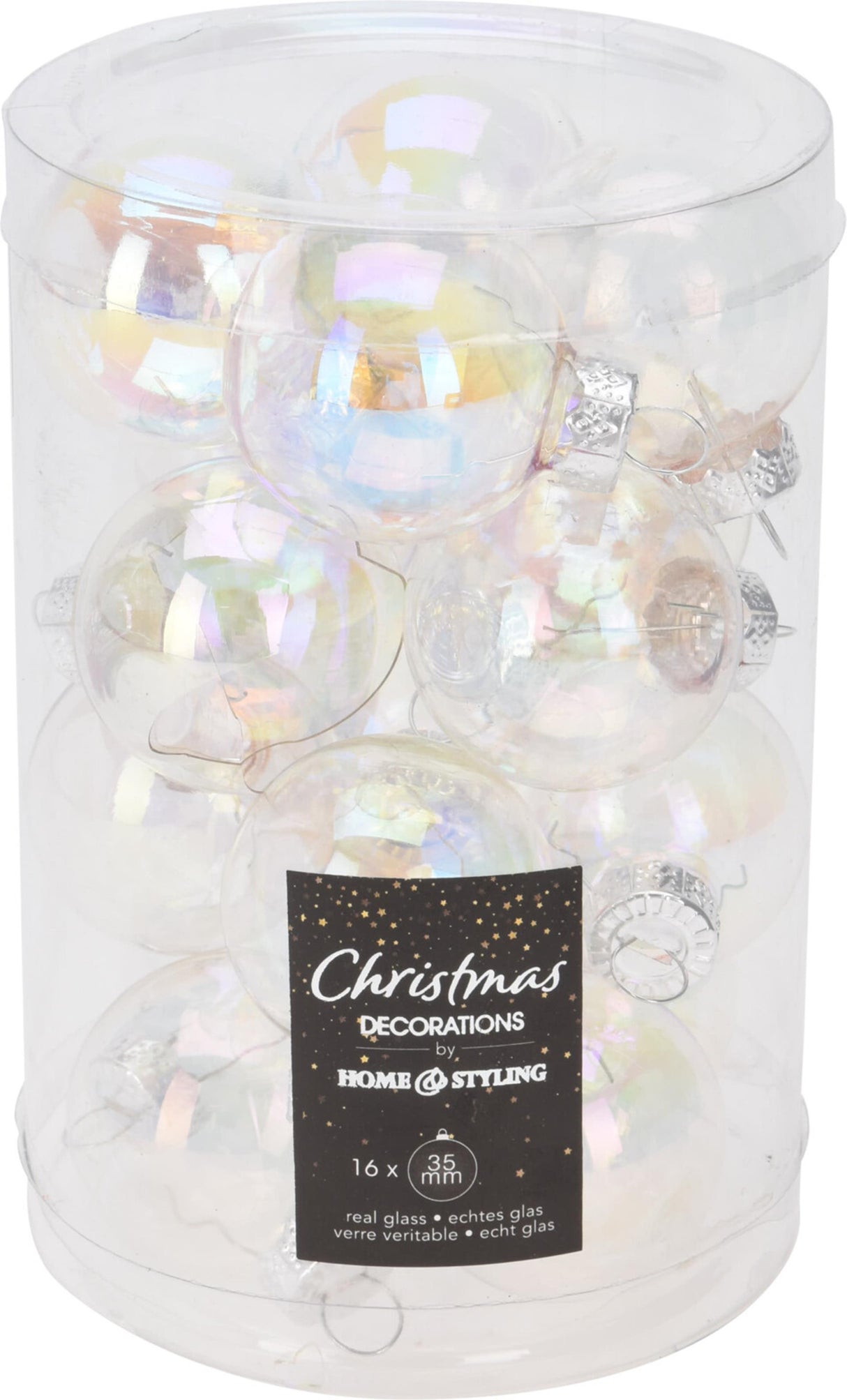 Home styling Christmas ball 35mm iridescent tube with 16 glass