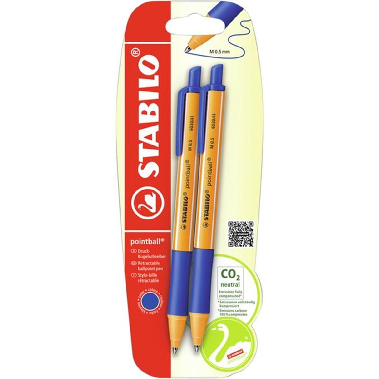 Stabilo pointball blue 2 pieces blister