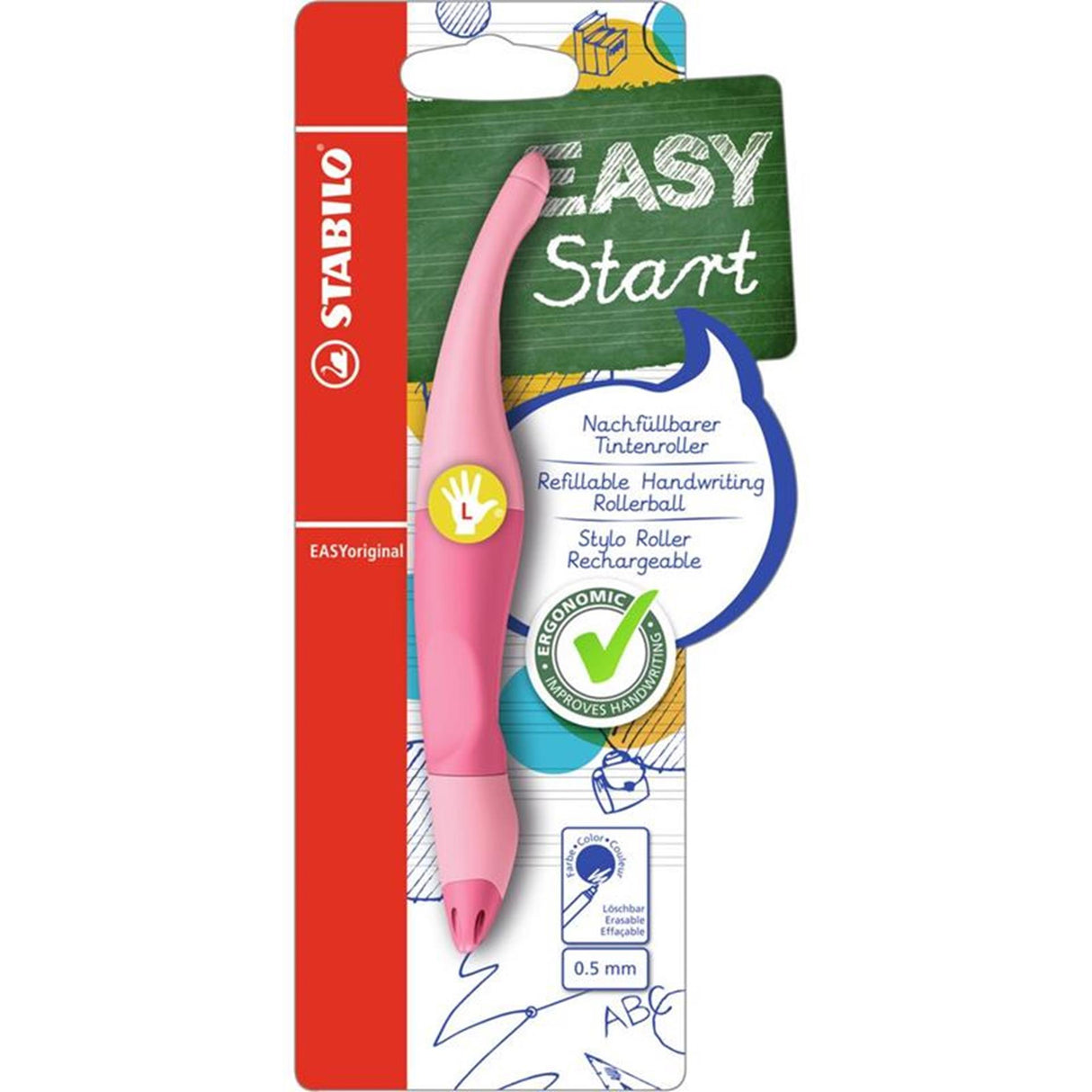 Stabilo easyoriginal rollerball pen left-handed powder pink