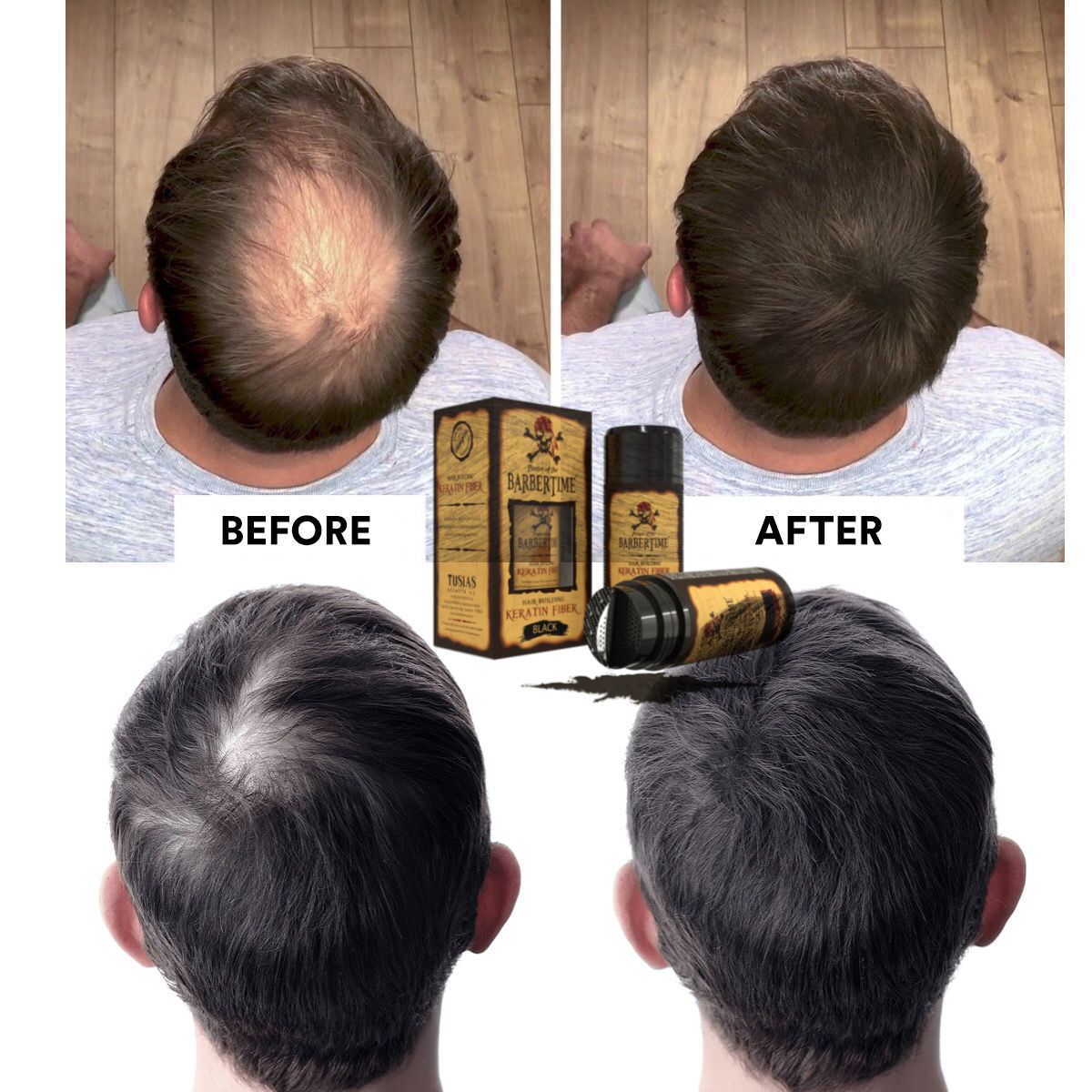 Barbertime keratinska vlakna za krepitev las temno rjava 21 gr.