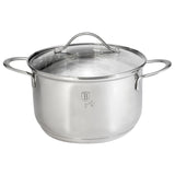 Berlingerhaus silver jewellery rvs kookpan ø18 cm met glazen deksel ook inductie 2,6l 18x11cm