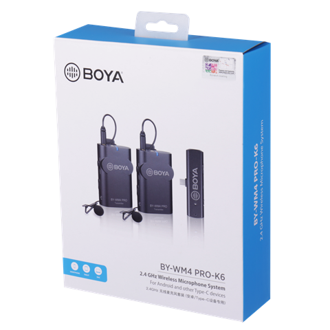 Boya 2.4 GHz Duo Lavalier Microphone Wireless by-WM4 Pro-K6 pro Android