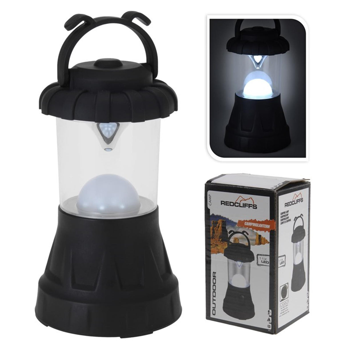 Redcliffs camping lamp black with 11 LED