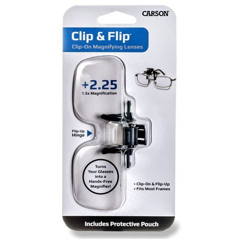 CARSON LOEP GLASBE 1,5X (+2,25 Dioptrie) Clip-on and Flip-up