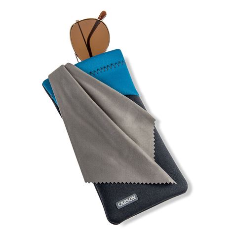 Carson Neoprene Brillenhoesje met microvezeldoekje Grijs Blauw