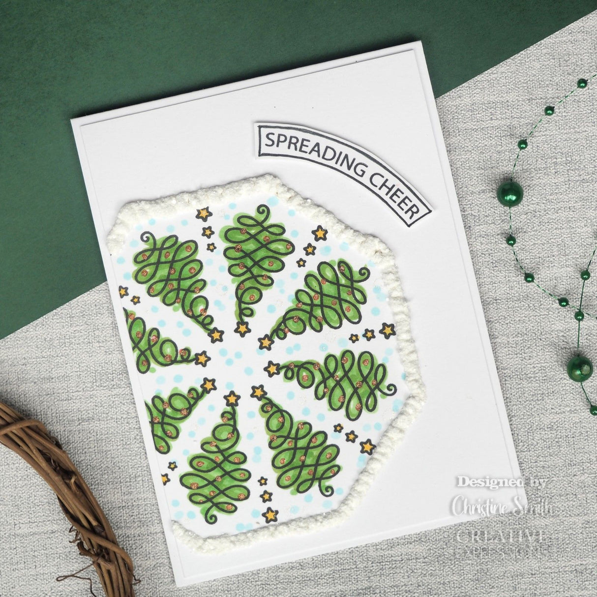 Creative Expressions • Tea Bag Folding Clear Stamp Set Swirly Christmas