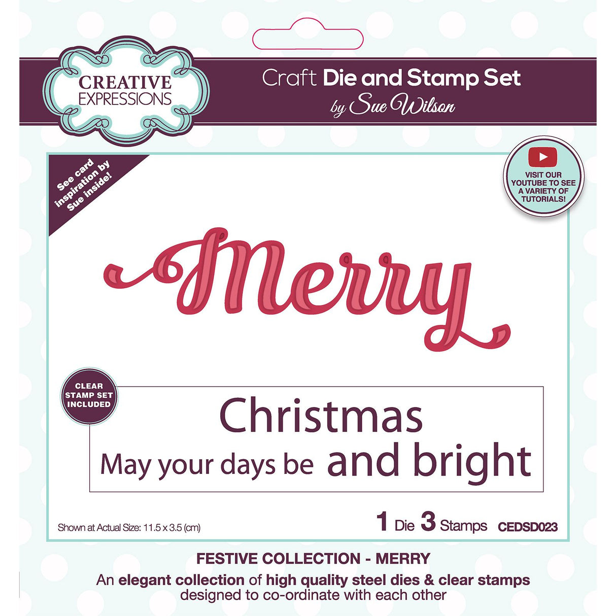 Creative Expressions • Sue Wilson Die Stamp Set Merry