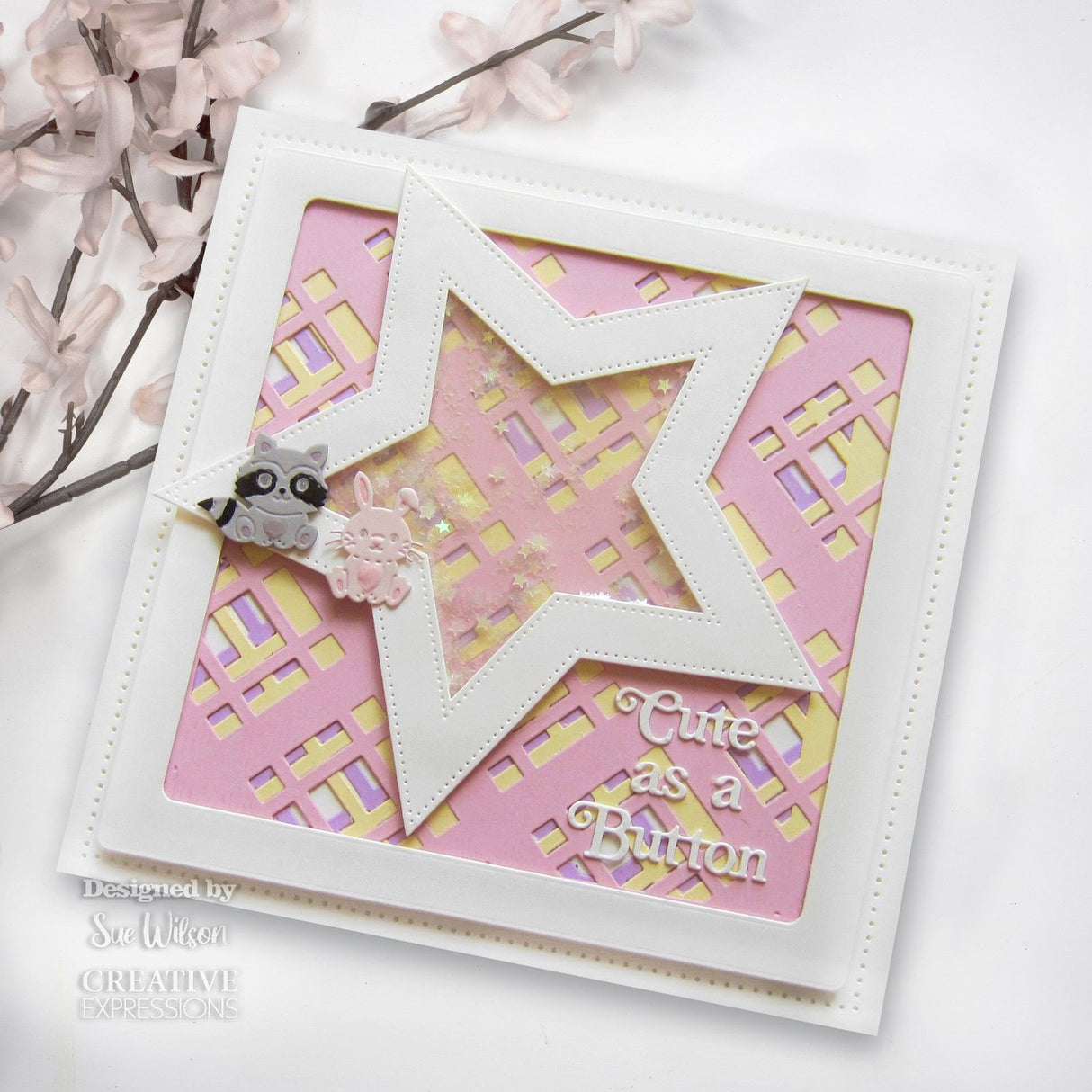 Creative expressions • cutting die mini shadowed sentiments cute as a button