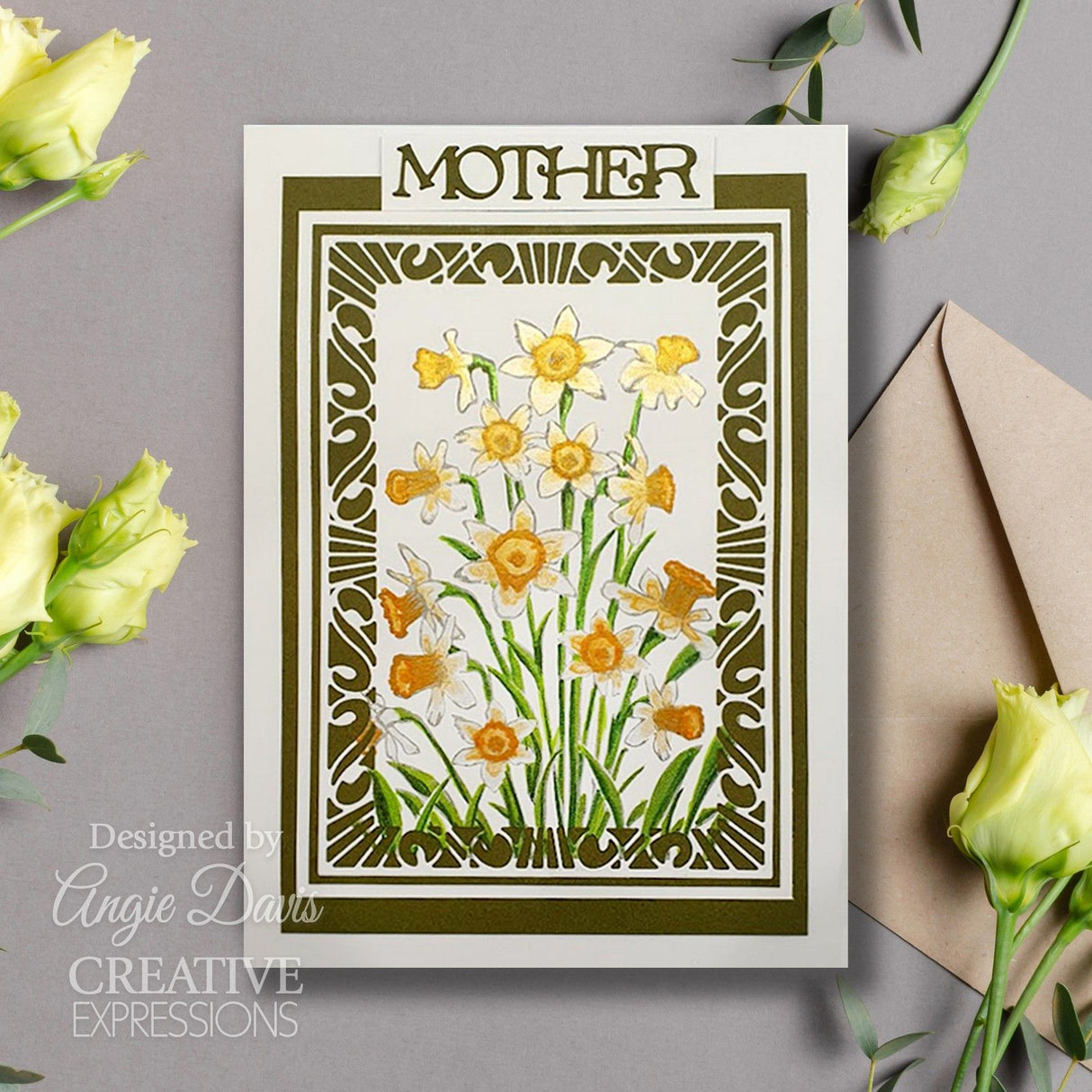 Creative Expressions • pre cut rubber stamp daffodil tapestry 10.2x15.2cm