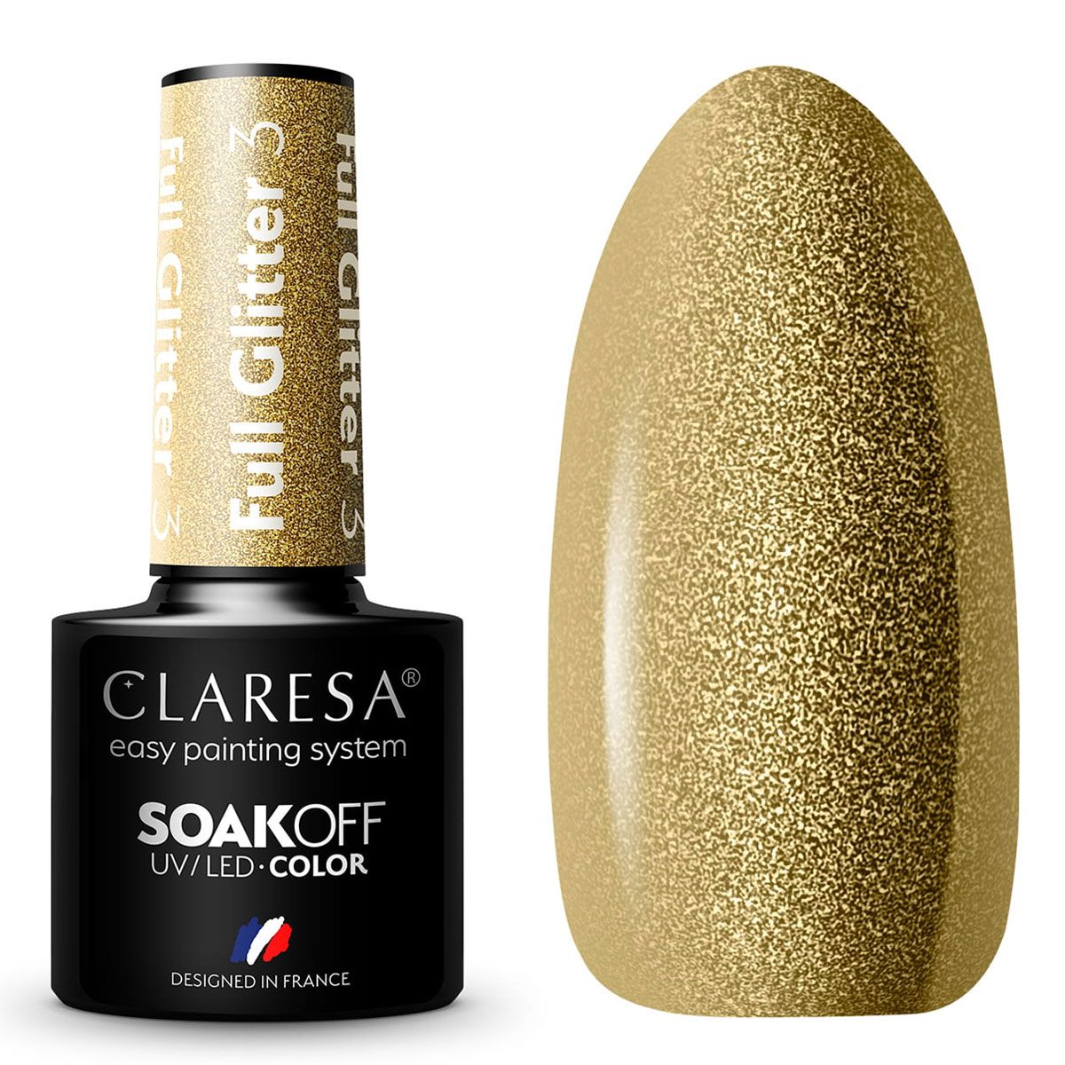 Claresa UV LED Gel Polish 5ml Full Glitter 3 Gold