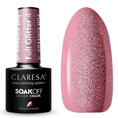 Claresa UV LED Gel Polish 5ml Full Glitter 4 Cool Pink