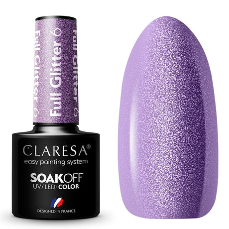 Claresa UV LED Gel Polonês 5ml Full Glitter 6 Roxo