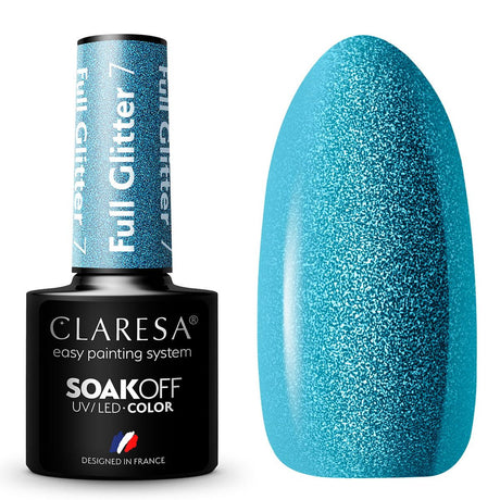 Claresa UV LED Gel Polonês 5ml Full Glitter 7 Azul