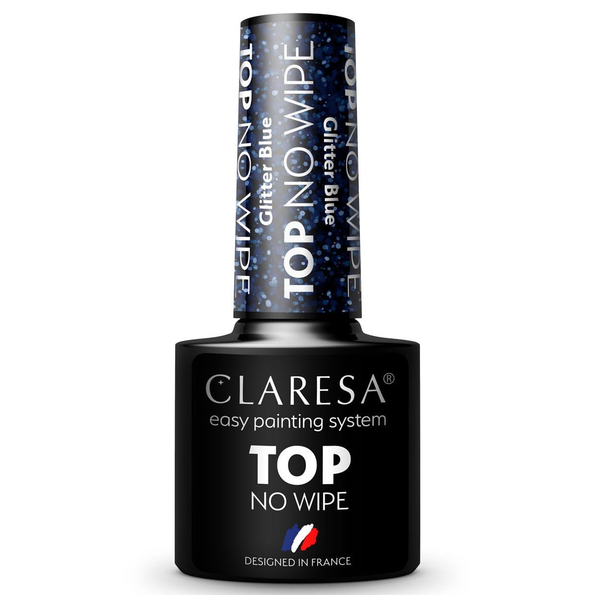 Claresa topplack no wipe glitterblått 5ml