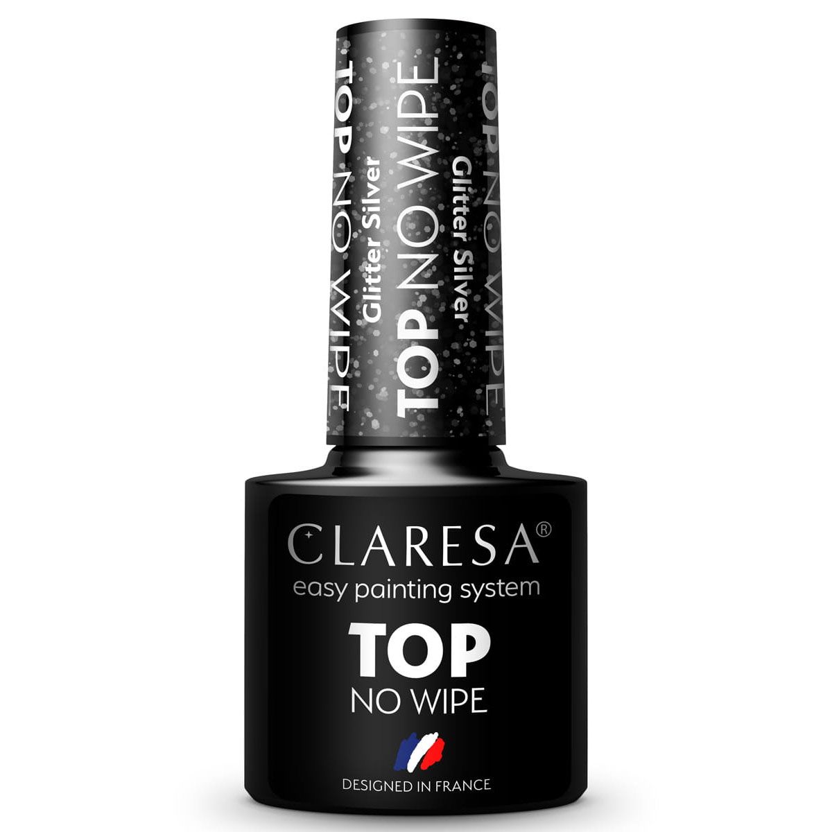 Claresa top coat no wipe glitter sølv 5ml