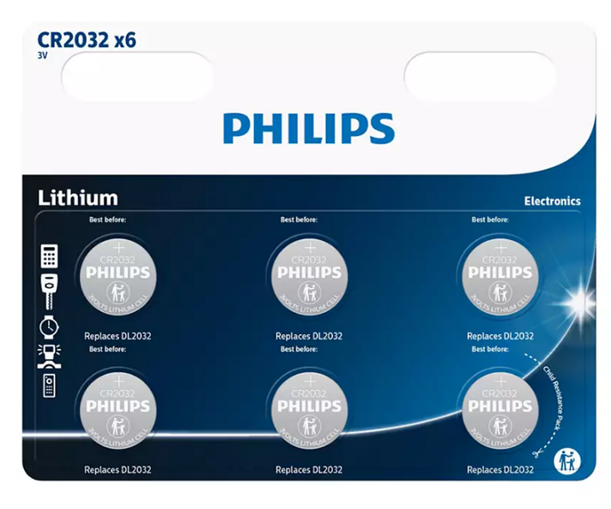 Varta philips lithium cr2032 3v elem 6 db