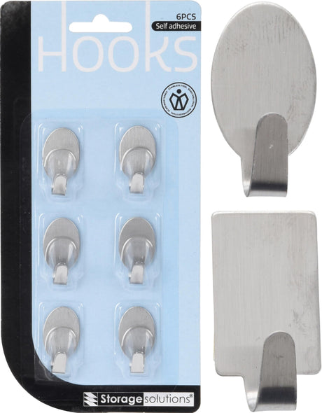 Storage solutions plakhaakjes rvs 6 stuks op kaart