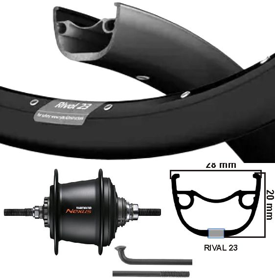 KGS Tylne koło 28 cali 622 czarny czarny czarny Nexus 7 Rollerbrake