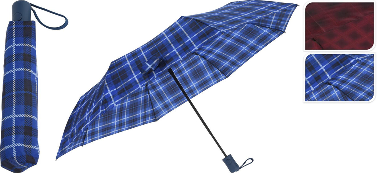 Folding umbrella checked 99x57cm