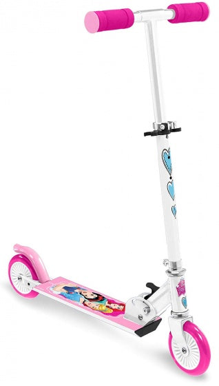 Disney 2-wheel Kinderstep Foldable Foot brake White Pink