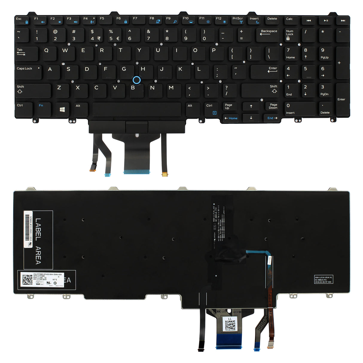 Dell Laptop tastatur Qwerty US + Baklykt