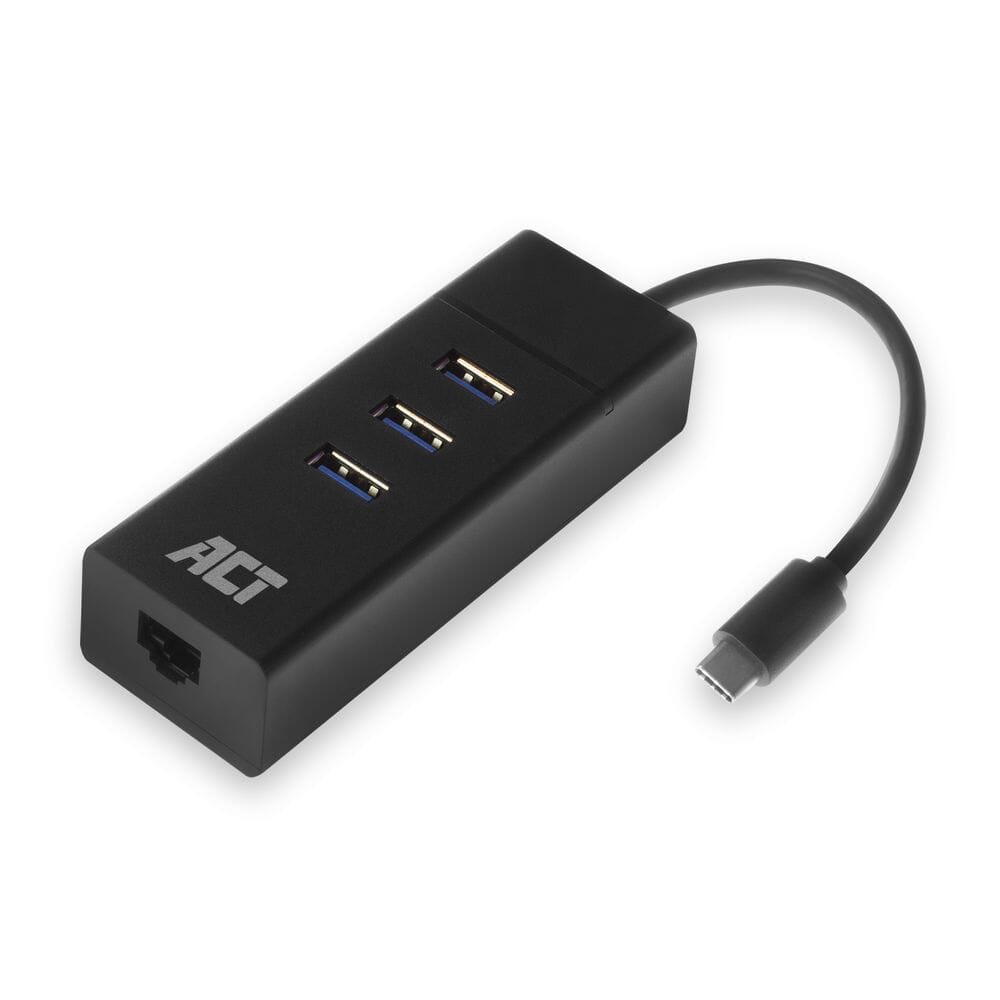 ACT USB HUB 3.0, 3 Poorts, Ethernet