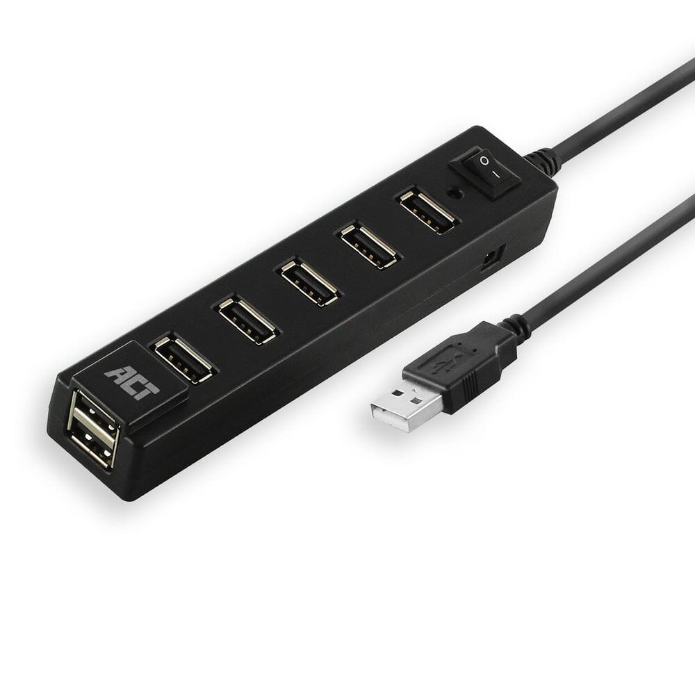 AKT -tilslutningsmuligheder USB Hub 7 Port med Aanen Out Switch