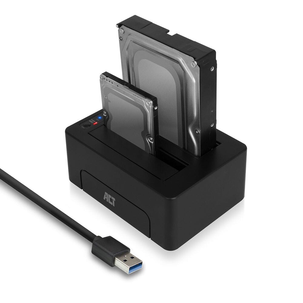 ACT Connectivity 2,5 en 3,5 inch SATA Dual harde schijf dock USB 3.2 Gen1