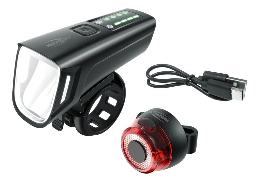 Ansmann bicycle lighting set LED rechargeable front and rear