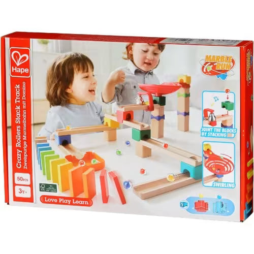 Edugro hape wooden marble track set domino - 50 pieces.