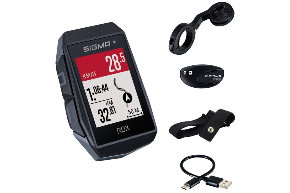 Sigma Rox 11.1 EVO GPS HR SET SET SW SW KORT BUTLER+ANT+BLE BORST+USB-C