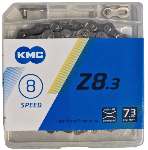 KM Z8.3 Bicycle Chain 8 Speed ​​1 2x3 32 114 Schakels Gray Brown in Box