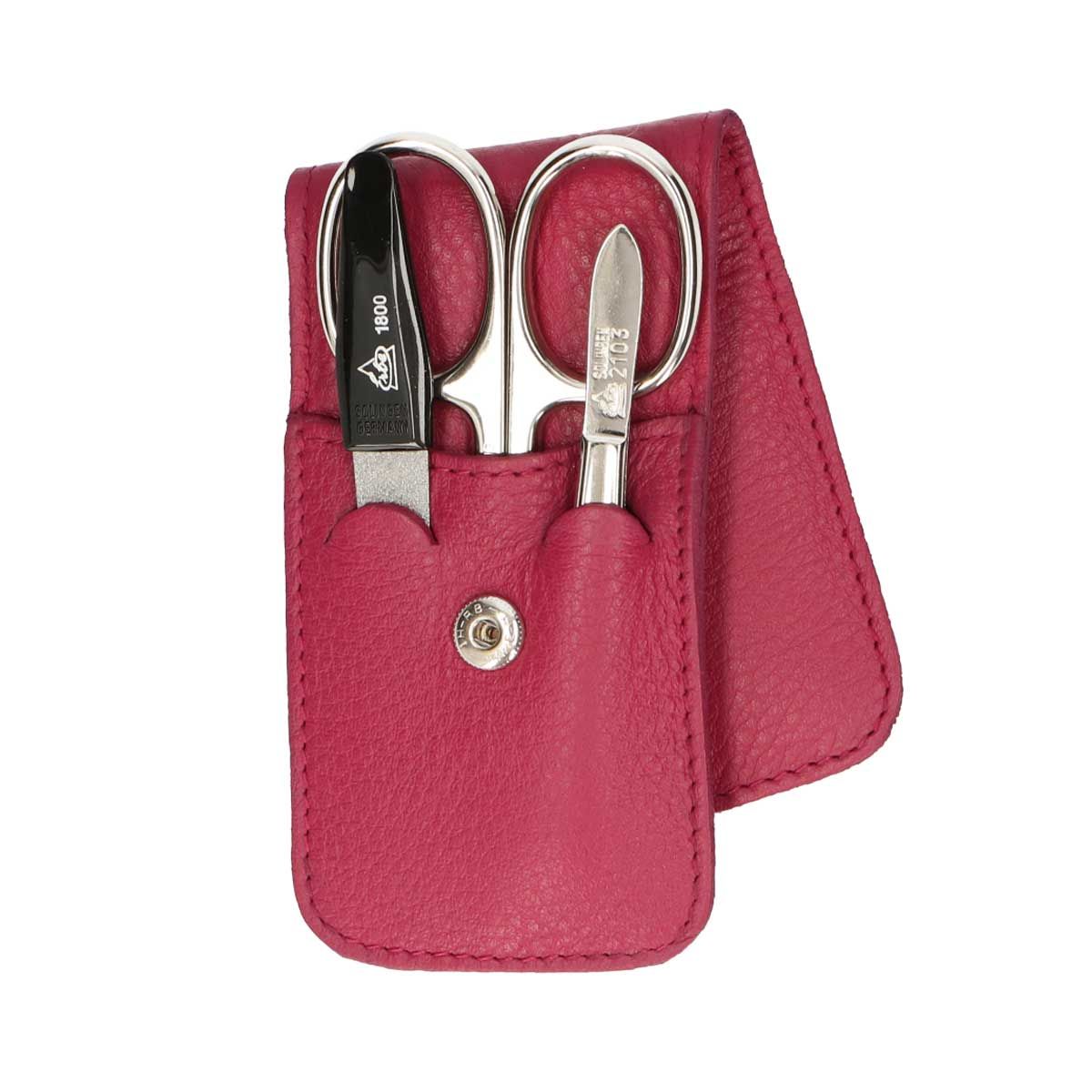 Erbe solingen 3-piece manicure case with press stud closure fuchsia (erbe9079)