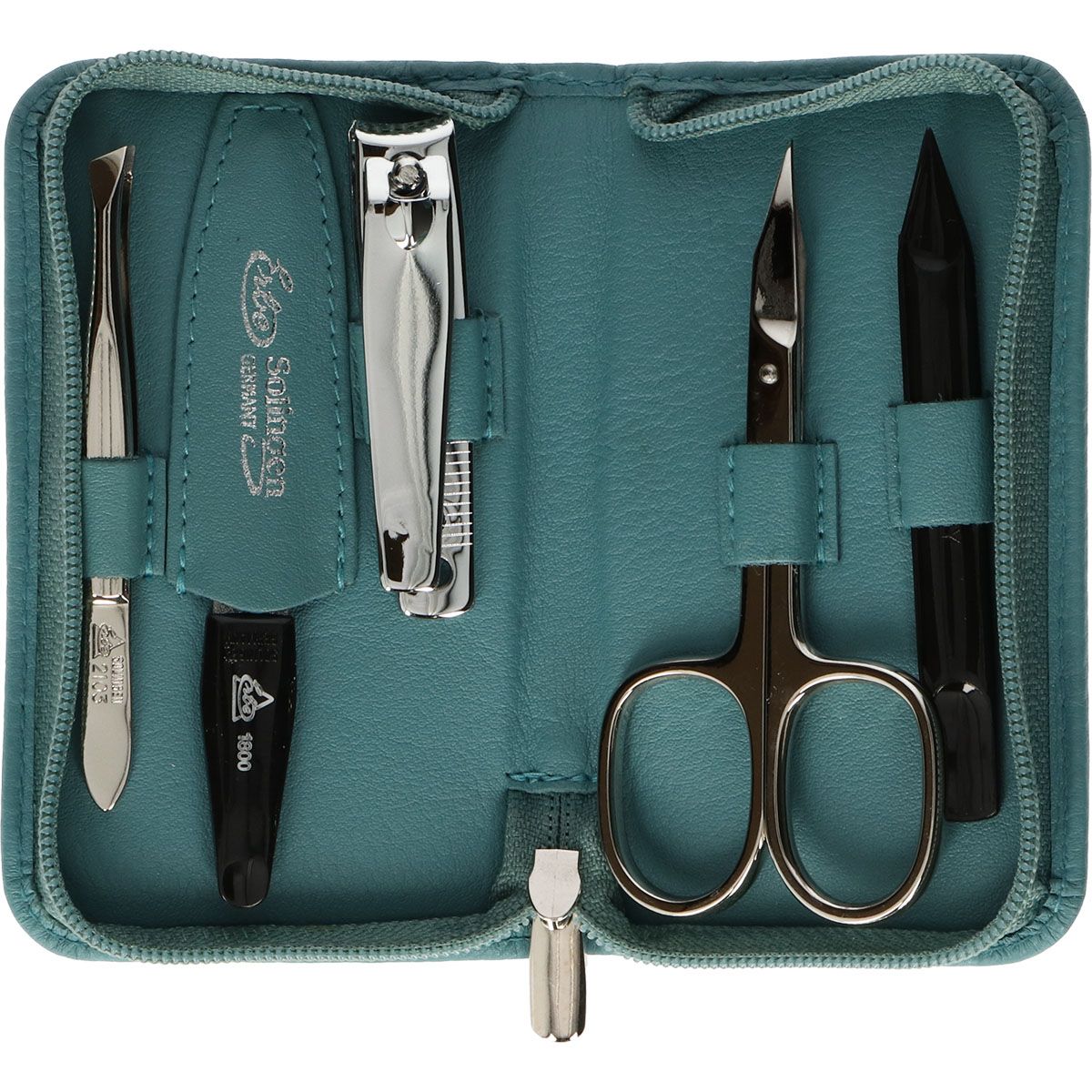 Erbe solingen 5-piece manicure case with zipper turquoise (erbe9204)