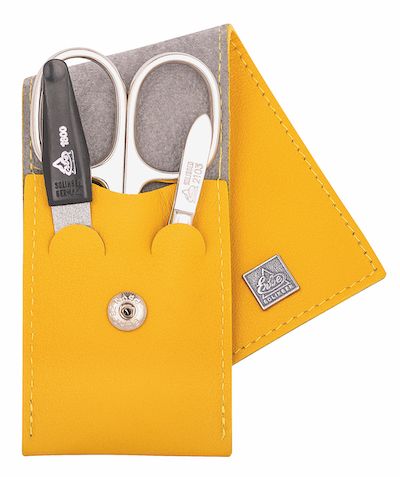 Erbe solingen 3-piece manicure case with press stud closure mustard yellow (erbe9671)