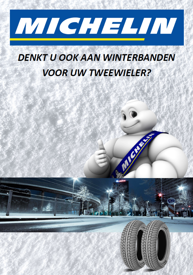 Plakát Michelin 'Two -Wheeler Winter Pneumatiky' pro A1 na chodníku NL