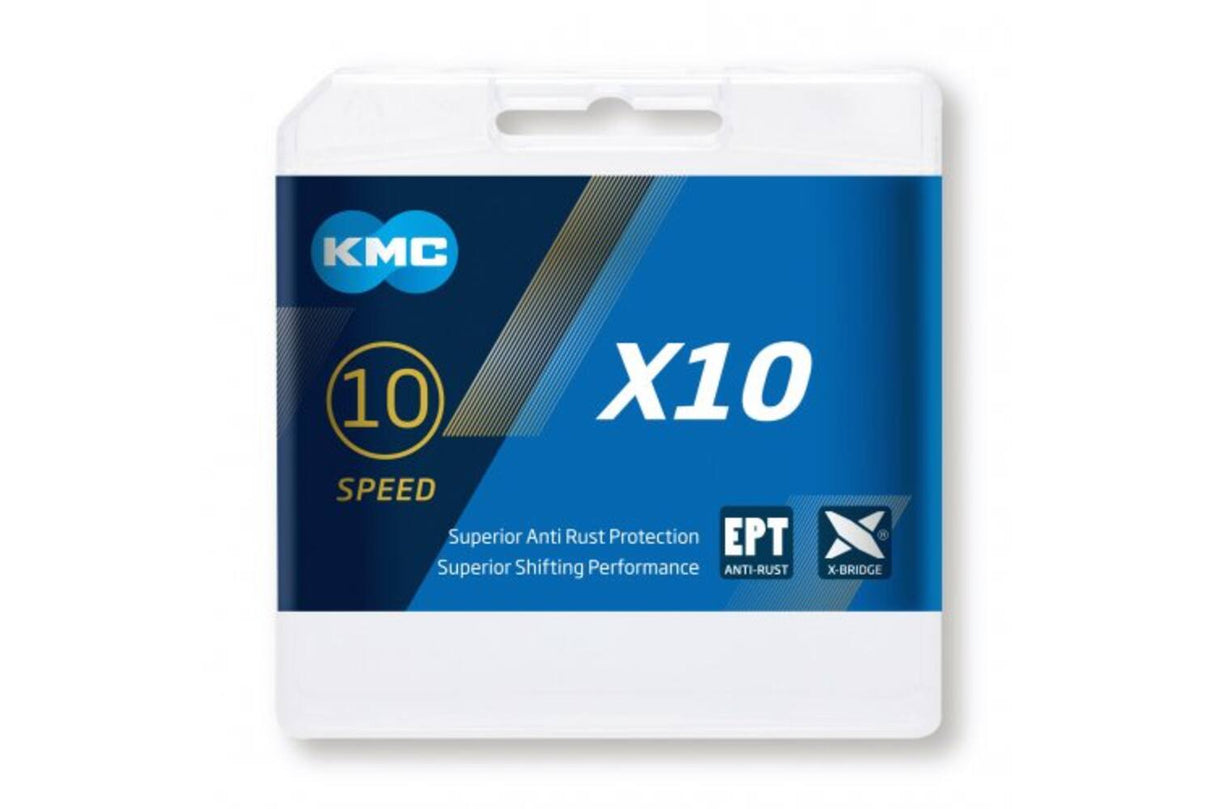 Chaîne de vélo KMC X10 EPT 114, 10 vitesses, 5,88 mm, argent