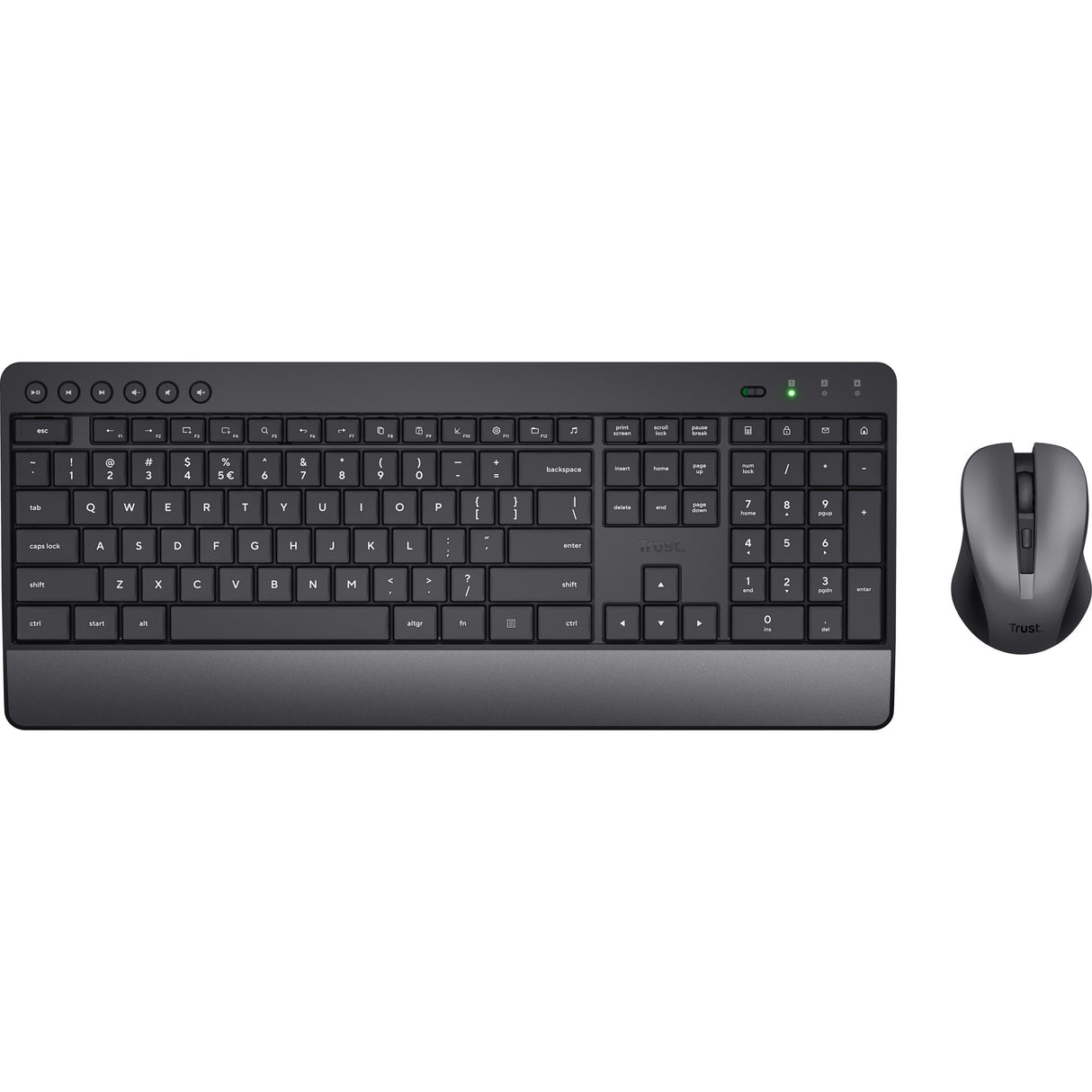 Trust Trezo Comfort Wireless Tastatur a Maus Set Desktop Set (schwaarz, US Layout (qwerty), 100%)