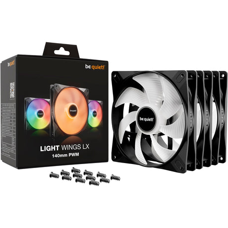 Roueg sinn! Light wings lx pwm rgb Case Fans (schwaarz, 3 Stéck, 140 x 140 x 25 mm)
