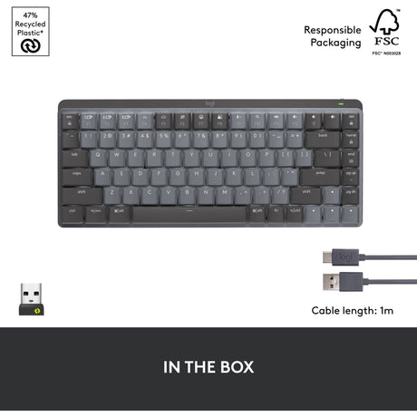 Logitech MX mechanesch Mini Tastatur (schwaarz, US-international Layout (QWERTY), GL taktil, 80% (TKL), Bluetooth)